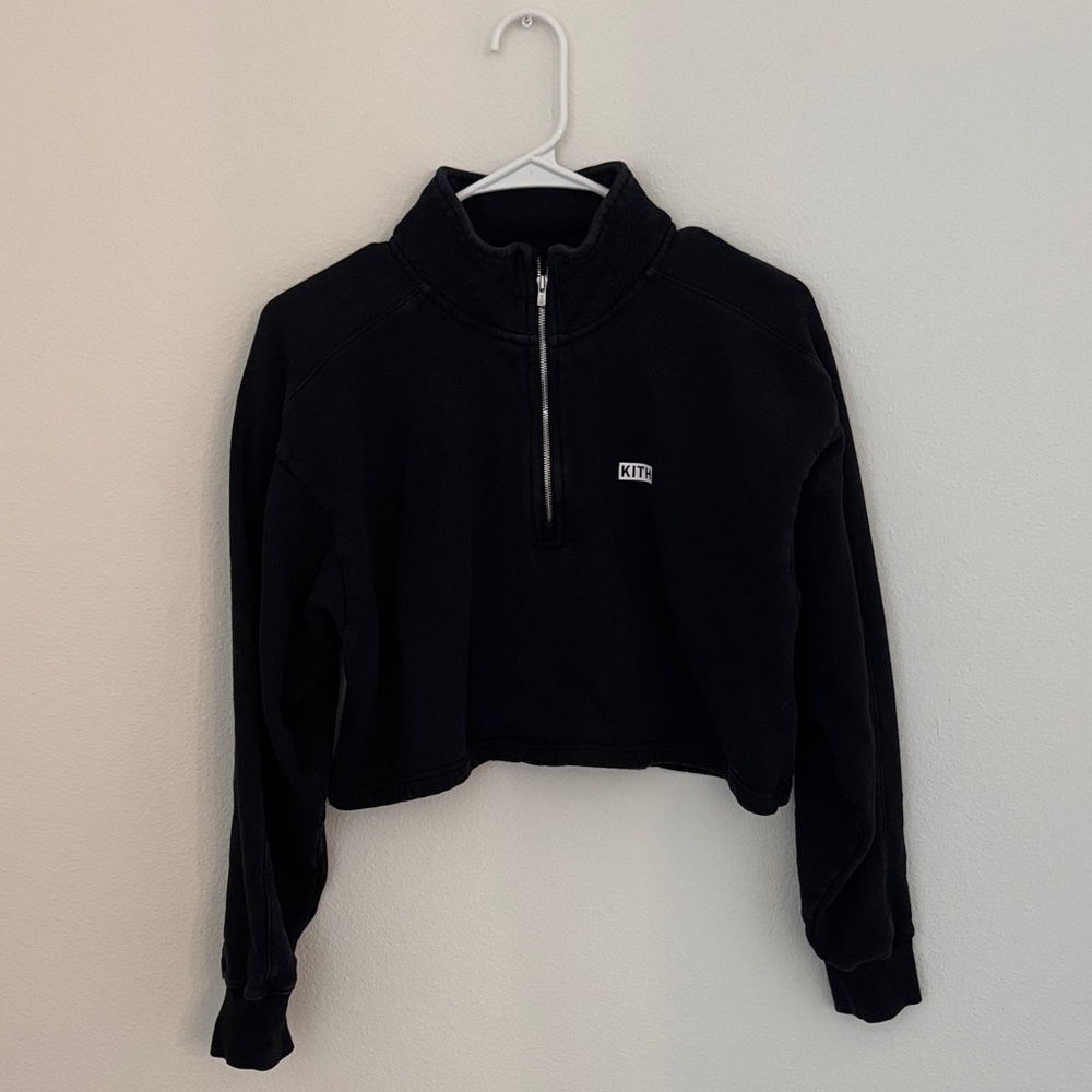 Kith Women's Black Half-Zip Cropped Sweatshirt